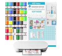 Silhouette America Portrait 4 Machine de découpe de vinyle - Cutter de précision de 22,9 cm avec logiciel Designer Edition, 24 feuilles de vinyle Oracle, kit d'outils et 25 modèles gratuits