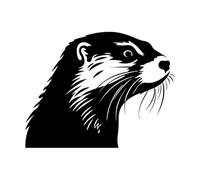 silhouette angélique de la tête d'une loutre de rivière Stickers gravés 40x51.6cm Étanche Noir