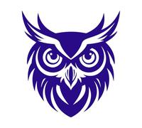 silhouette angélique de tête de hibou Stickers gravés 42x45.6cm Stickers pour vitres Bleu foncé