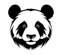 silhouette angélique de tête de panda Stickers gravés 42x42.7cm Plusieurs tailles disponibles Noir