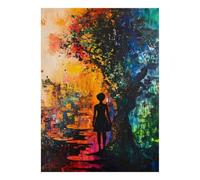 Silhouette Arbre Chemin 1000pcs Mini Puzzle pour Famille Difficile | 38x26cm Carton Décor Salon Structure Durable Cadeau Anniversaire Soulagement Anxiété
