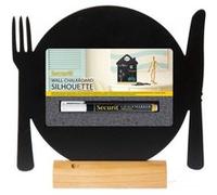 Silhouette ardoise ''assiette'' base en bois Feutre craie inclus Securit Multicolore G
