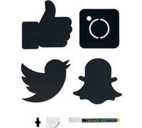 Silhouette Ardoise ''réseaux sociaux'' (Facebook, Instagram, Twitter & Snap chat) feutre craie inclus 30x50cm Securit