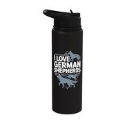 Silhouette Art I Love German Shepherds Stainless Steel Insulated Water Bottle