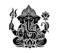 silhouette artistique du Seigneur Ganesh avec transparence Stickers muraux en PVC 42x45.6cm Stickers pour vitres Noir