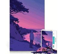 Silhouette au Coucher du Soleil, Puzzle de 1000 pièces pour Adultes, Cadeau Stimulant et Amusant pour développer Son Esprit, idéal pour Un Assemblage Silencieux et raffiné 38x52cm
