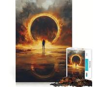 Silhouette Before Ring of Fire Puzzle de 1000 pièces pour Adultes Jeu de logique mentale Soulagement des tensions Découpe Ferme 38x26cm