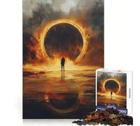 Silhouette Before Ring of Fire Puzzle de 1000 pièces pour Adultes Jeu de logique mentale Soulagement des tensions Découpe Ferme 38x26cm