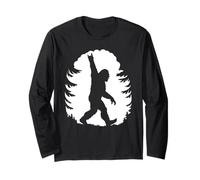 Silhouette Bigfoot Rock Main Pour Fan Cryptide Halloween Manche Longue