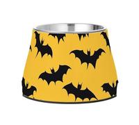 Silhouette Black Bats Halloween Pet Food Bowl with Stand Stainless Steel Cat Food Dish for Dogs Cats Lapins Birds Whisker Fatigue