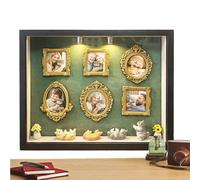 Silhouette Box - Mini cadre photo avec figurines miniatures, album photo, affichage de mémoire, 21,7 x 26,7 cm | Famille, amis, adultes, hommes, femmes, maison, bureau, étude