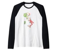 Silhouette Carte de l'Italie Drapeau National Italie Cadeau de Voyage Manche Raglan