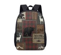Silhouette cerf tartan imprimé sac à dos 43,2 cm cartable d'hiver forêt forêt cartable cartable avec flocon de neige rouge pour enfants adolescents, 05, L, Minimaliste