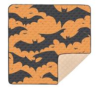 Silhouette chauve-souris d'Halloween - Grand tapis de jeu robuste pour bébé - Confortable et respirant - Rembourré - Pour bébés, nourrissons et tout-petits - 127 x 127 cm