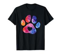 Silhouette colorée Abstraite Aquarelle Patte Empreinte Coeur T-Shirt