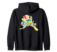 Silhouette Colorée de l'Alaska pour Aventure Voyage Sweat à Capuche
