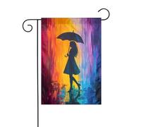 Silhouette colorée femme tenant un parapluie drapeau de jardin 30 x 45 cm vertical double face ferme vacances décorations extérieures drapeau cour drapeau
