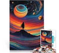 Silhouette Cosmique sous Un Ciel Galactique tourbillonnant - Survivant Solitaire Puzzles 1000 pièces pour Adolescents Analyse et logique Décoration Parfaite 38x26cm