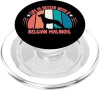 Silhouette coucher de soleil « Life Is Better with Belgian Malinois » PopSockets PopGrip pour MagSafe