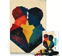 Silhouette Couple Queer Kiss Puzzles 1000 Pièces Adultes Puzzles Cadeaux Jeu de Réflexion Jeu Amusant et Silencieux Design Design Cadeau Exquis 38x52cm