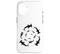 Silhouette d'amoureux de Requins marteaux circulant au-Dessus Coque pour iPhone 16