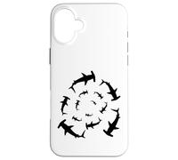 Silhouette d'amoureux de Requins marteaux circulant au-Dessus Coque pour iPhone 16 Plus