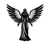 silhouette d'ange aux ailes délicates Stickers gravés 42x42.3cm Ne se décolle pas Noir