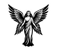 silhouette d'ange en robe élégante et ailes Stickers gravés 42x44.3cm Ne se décolle pas Noir