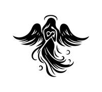 silhouette d'ange Stickers gravés 41x50.7cm Peinture murale artistique Noir