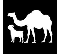 Silhouette d'animal sacrificiel de l'Aïd al-Adha, silhouette de chèvre et de chameau Stickers muraux en vinyle 36x49.5cm Amovible sans laisser de colle Blanc