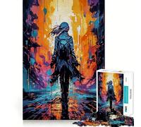 Silhouette dans Une Ville colorée Puzzle de 1000 pièces pour Adultes et Adolescents Stimulation de la mémoire et détente Idée Cadeau de Noël 38x26cm