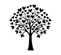 silhouette d'arbre d'amour en forme de cœur sur Stickers muraux 67.2x73.1cm Fourni avec un kit de film de transfert Noir