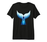 Silhouette de Baleine et de Plongeur T-Shirt Haut de Gamme