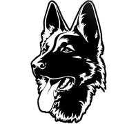 Silhouette de berger allemand en métal, décoration suspendue en fer forgé 3D, panneau d'art mural de chien noir, sculpture animale d'ornements d'extérieur, 40x50cm/16x20in