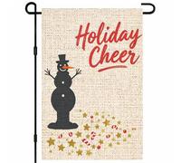 Silhouette De Bonhomme De Neige Avec Des Étoiles Dorées Drapeau 30X45Cm Bannières Décoratif Suspendre Drapeau De Jardin Pour Porte Vacances Plage