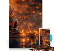 Silhouette de Bouddha Puzzle 1000 pièces pour Adultes Jeu de logique Pointue Loisirs à la Maison Découpe précise 38x52cm