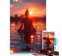 Silhouette de Bouddha Puzzle 1000 pièces pour Adultes pour stimuler Le Cerveau, se détendre et créer Un Souvenir inoubliable 38x52cm