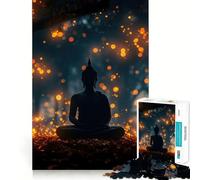 Silhouette de Bouddha Puzzle de 1000 pièces pour Adolescents Jeu de logique et de Loisirs Bordure Fine Cadeau spécial 50x75cm