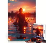 Silhouette de Bouddha Puzzle de 1000 pièces pour Adolescents Jeu de logique et de Loisirs Bordure Fine Cadeau spécial 38x26cm