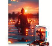 Silhouette de Bouddha Puzzle de 1000 pièces pour Adolescents Jeu de logique Solide Découpe précise pour Les vœux de Noël 50x75cm