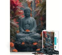 Silhouette de Bouddha Puzzle de 1000 pièces pour Adolescents Jeu de logique Solide Découpe précise pour Les vœux de Noël 50x75cm