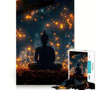 Silhouette de Bouddha Puzzle de 1000 pièces pour Adolescents Jeu de réflexion et de Relaxation mentale Modèle à Assembler Liste de souhaits du Père Noël 38x52cm