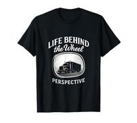 Silhouette de camionneur en perspective de la vie derrière le volant T-Shirt