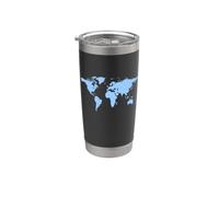 Silhouette de carte du monde bleue Gobelet isotherme en acier inoxydable double paroi