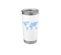 Silhouette de carte du monde bleue Gobelet isotherme en acier inoxydable double paroi