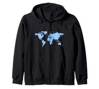 Silhouette de Carte du Monde Bleue Sweat à Capuche
