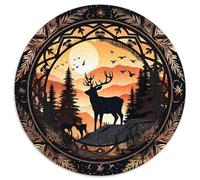 Silhouette de cerf dans la forêt | pour Adultes |Nature Soleilset Art Style| 1000pcs (67.5x67.5cm) Puzzles Jeux ÉduChatifs Puzzles De Décoration Intérieure