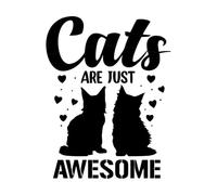 silhouette de chat au design tendance Stickers muraux 40x52.2cm Fourni avec un kit de film de transfert Noir