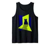 Silhouette de Chat Bleu foncé Debout dans Une lumière Verte Débardeur