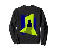 Silhouette de Chat Bleu foncé Debout dans Une lumière Verte Sweatshirt